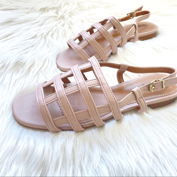 Nude strappy square toe sandals slingback - Picture 7 of 9